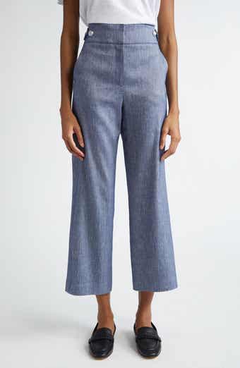 Veronica Beard Aubrie Crop Flare Linen Blend Pants