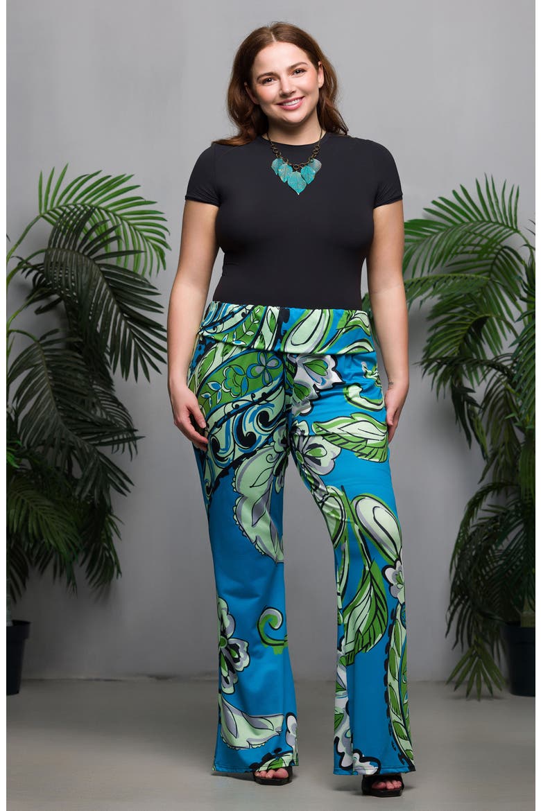 Paisley Print Foldover Waist Pants, Alternate, color, BLUE MULTI