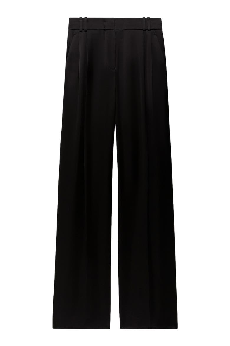 Satin Pleated Trouser, Alternate, color, Black