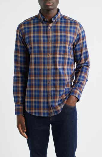 Johnston & Murphy Heather Plaid Button-Down Shirt