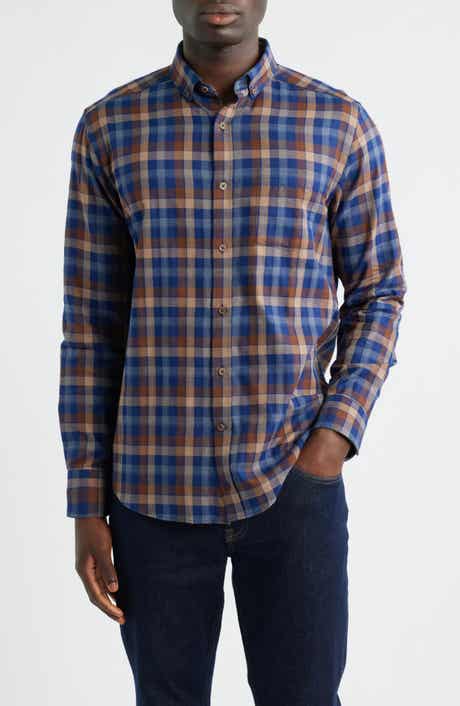 Johnston & Murphy Heather Plaid Button-Down Shirt