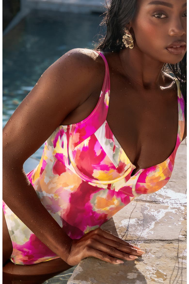 Underwire Cheeky One-Piece Swimsuit, Alternate, color, Medium Pink