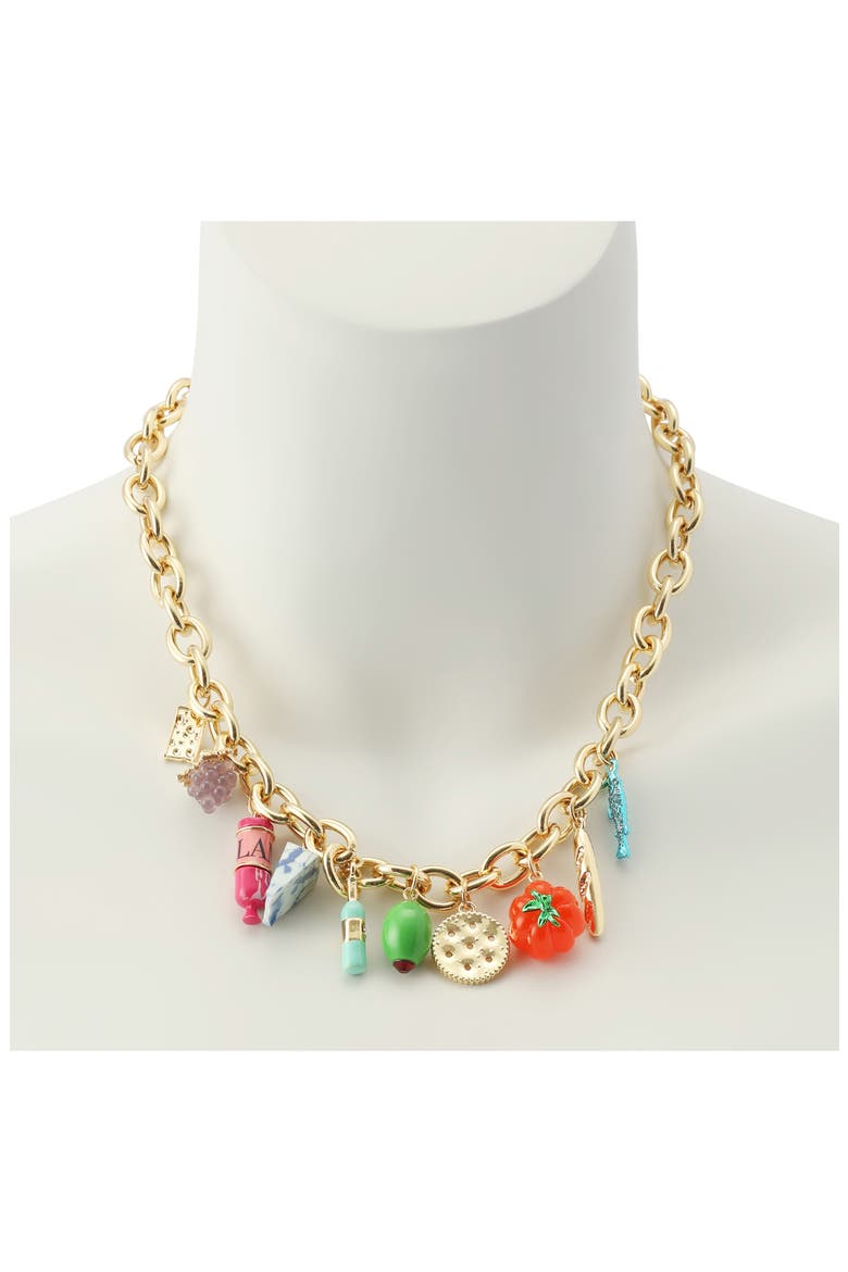 Charcuterie Charm Frontal Necklace, Alternate, color, MULTI