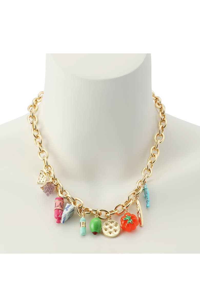 Betsey Johnson Charcuterie Charm Frontal Necklace, Alternate, color, 