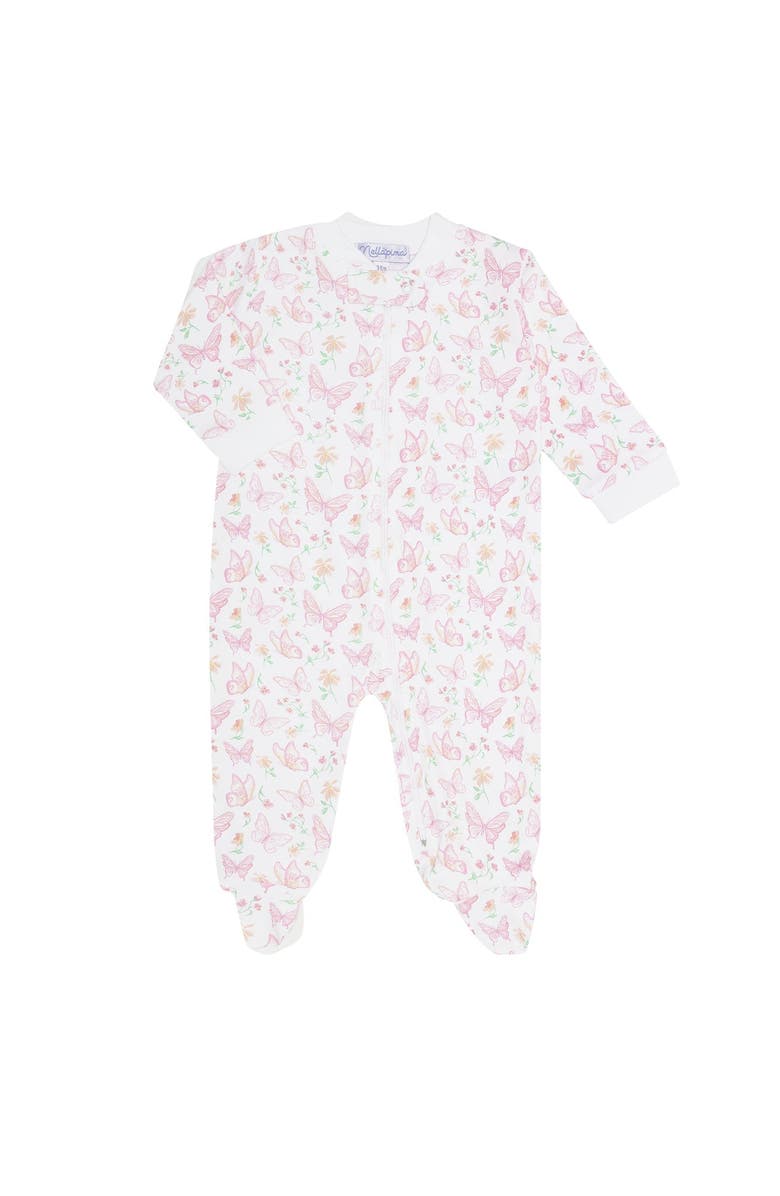 Nellapima Butterflies Print Zipper Footie - Baby, Alternate, color, Pink