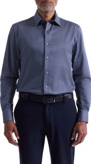 Bugatchi Julian Shaped Fit Geo Print Cotton Button-Up Shirt