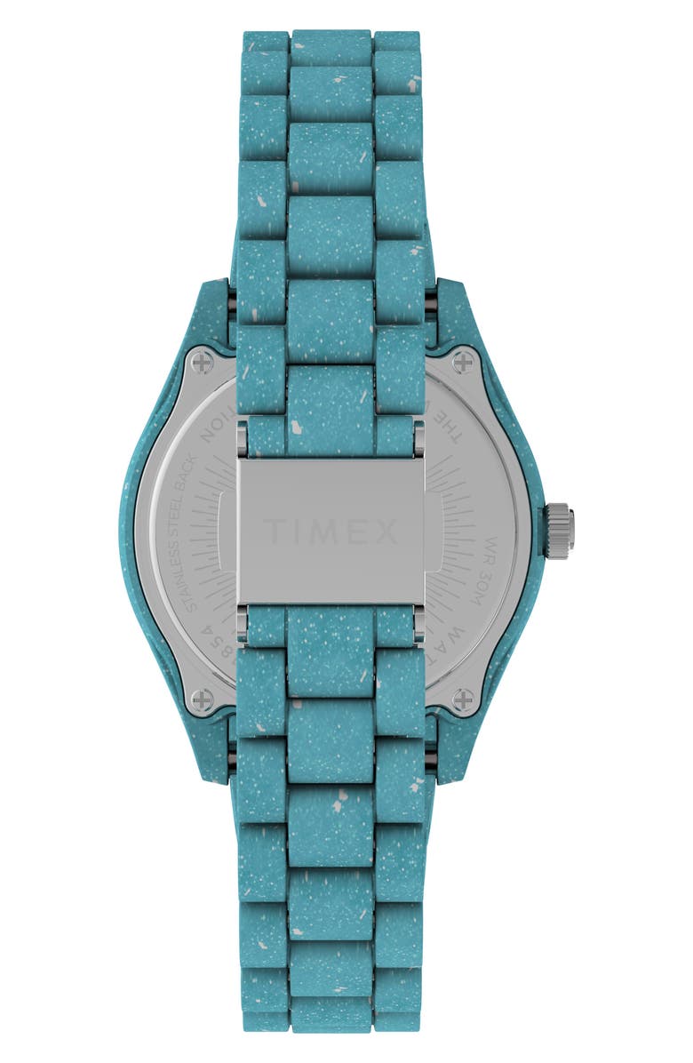Timex<sup>®</sup> Waterbury Ocean Recycled Plastic Bracelet Watch, 37mm, Alternate, color, Blue/ Blue/ Blue