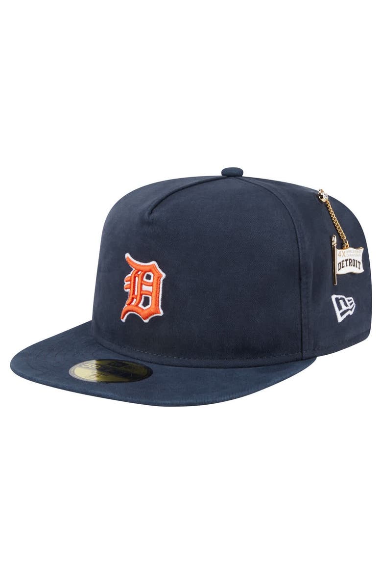 Men's New Era  Black Detroit Tigers Championship Side Flag A-Frame 59FIFTY Fitted Hat, Alternate, color, Black