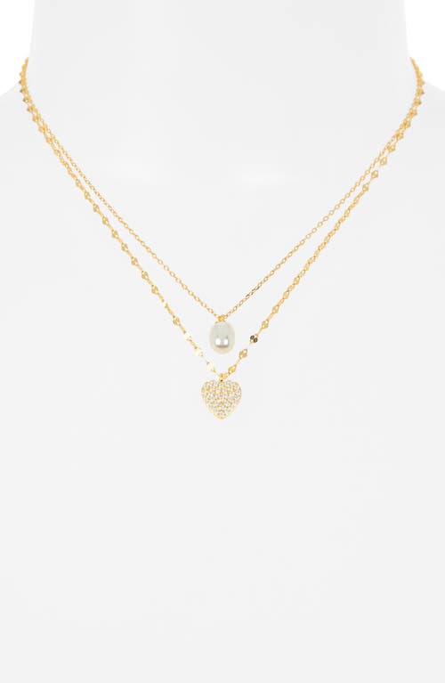Argento Vivo Set Of 2 Cz & Faux Pearl Pendant Necklace In Gold