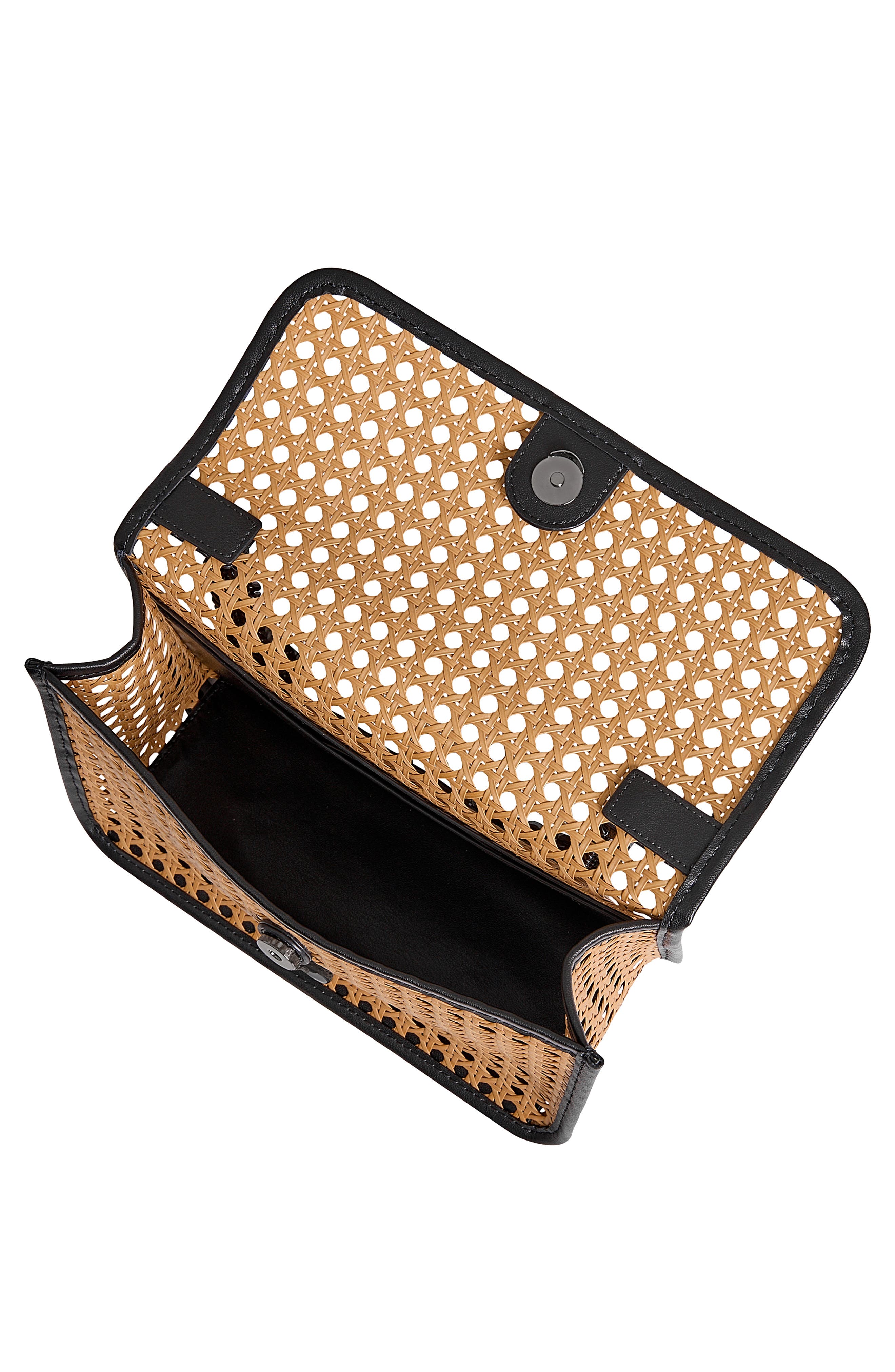 Rebecca Minkoff Megan Woven Rattan Shoulder Bag, Alternate, color, Natural/Black