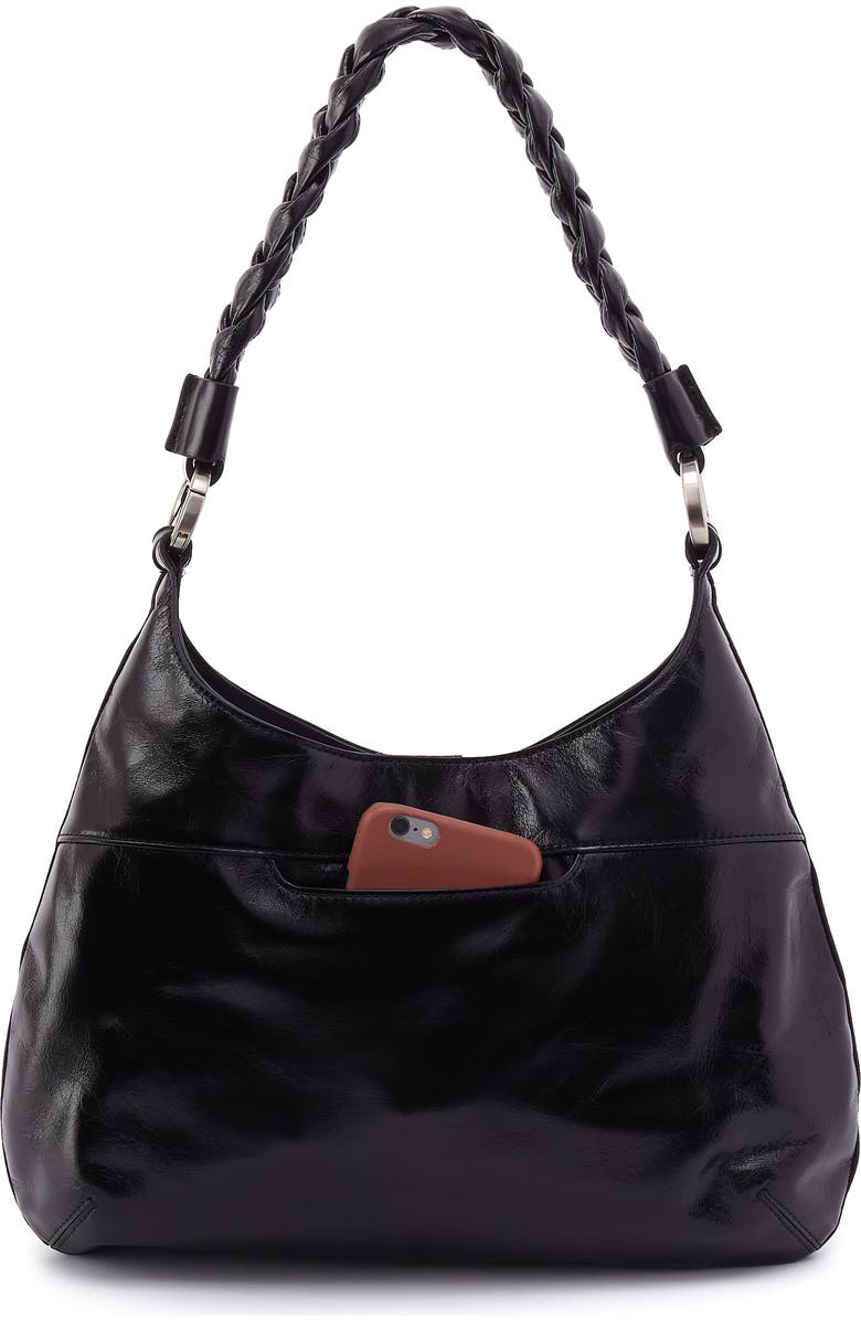 HOBO Madison Leather Shoulder Bag, Alternate, color, Black