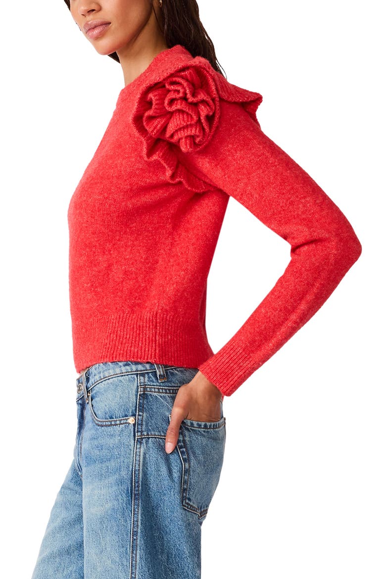 Nadine Ruffle Shoulder Sweater, Alternate, color, BAKED APPLE