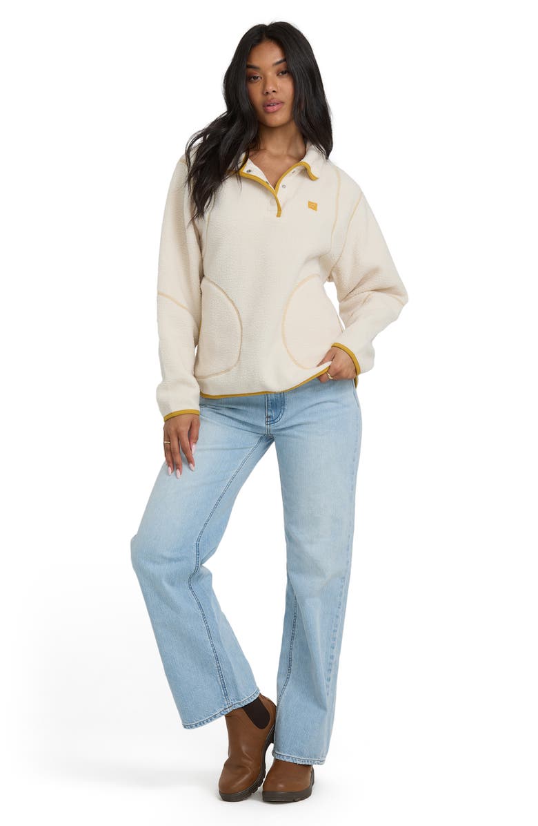 Billabong Streamer Half Snap Fleece Pullover, Alternate, color, White Cap