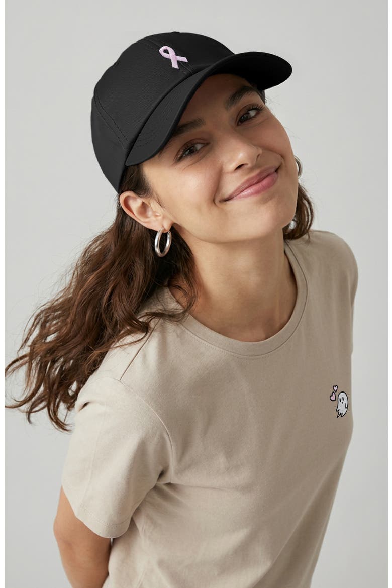 Pink Ribbon Dad Cap, Alternate, color, Black