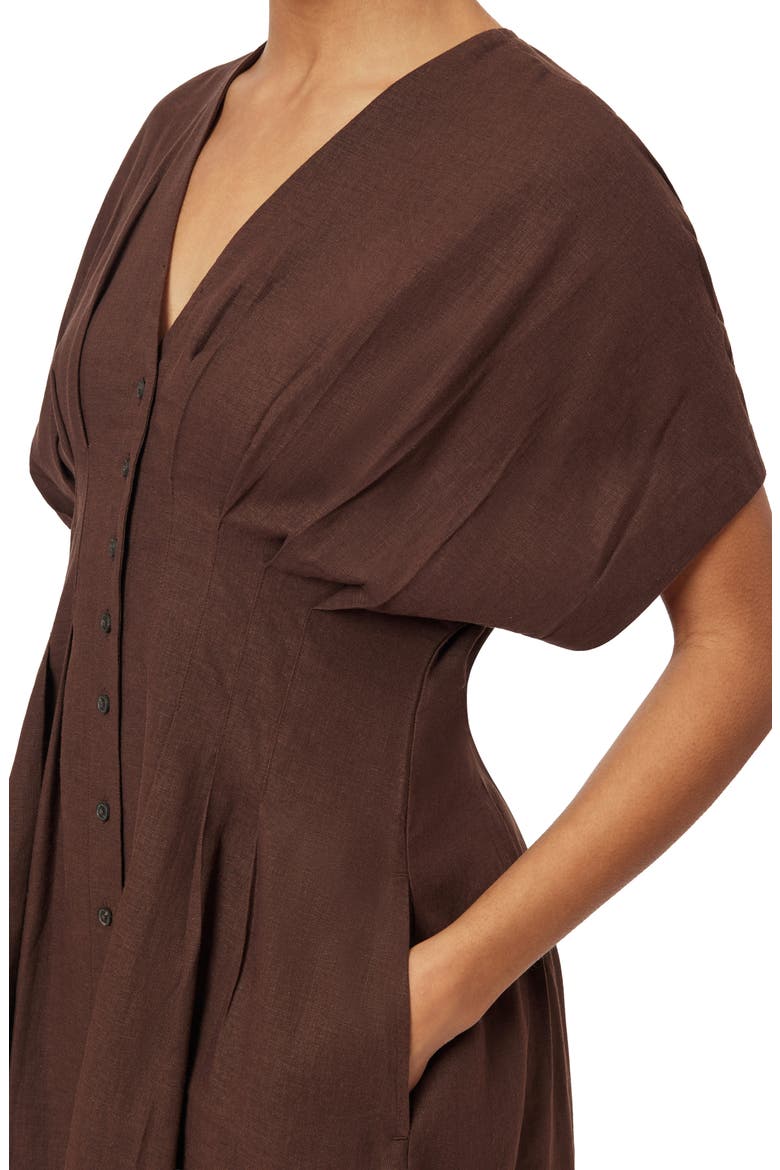 women's chico's linen roll tab dolman midi dress Chico's 100% Linen Roll Tab Sleeve Dolman Midi Dress Red Shirt Dress Women's 8