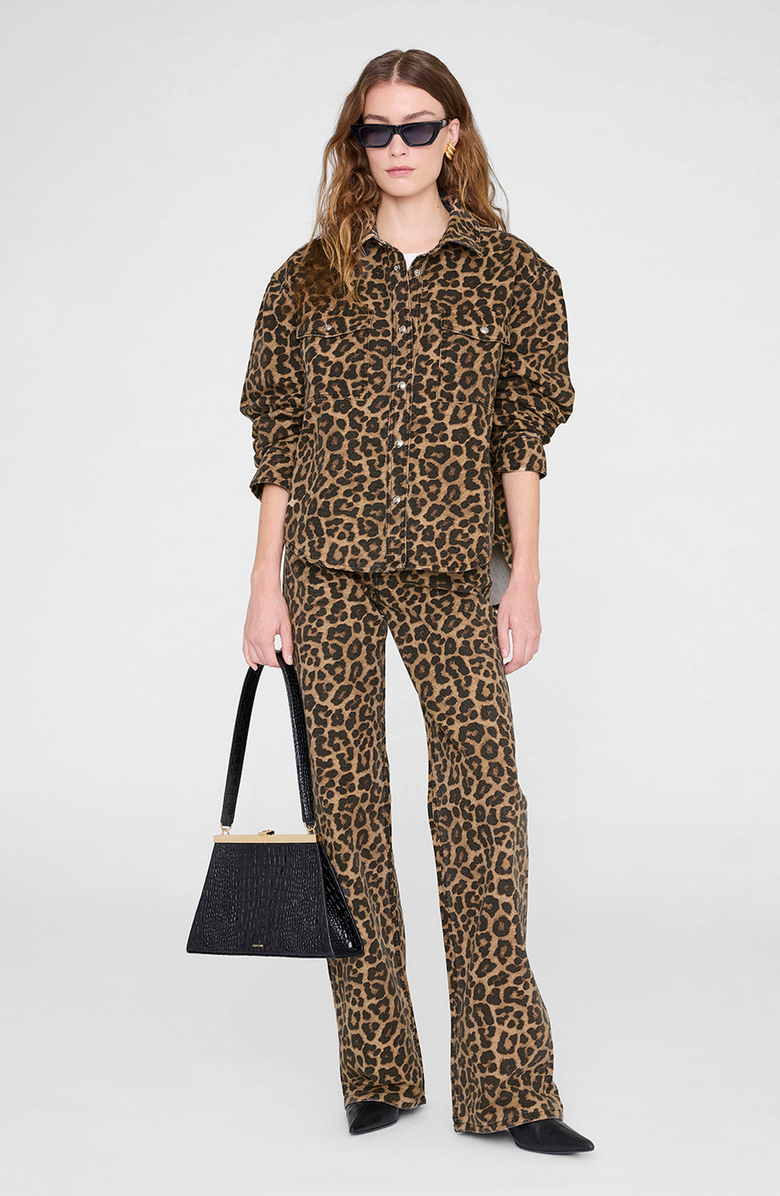 ANINE BING Paxton Shirt, Main, color, Black / Brown Leopard