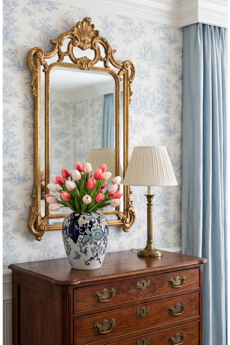 Odette RealTouch Tulip Toile Arrangement, Alternate, color, Pink