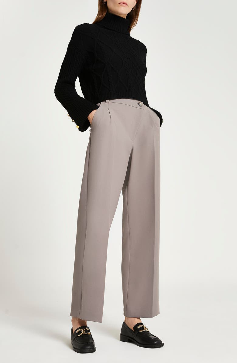 River Island Crop Turtleneck Cable Knit Sweater, Alternate, color, 