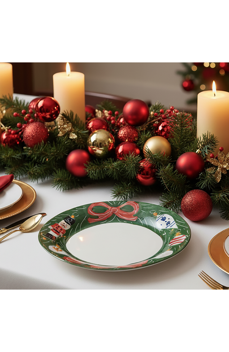 LA GABBIANELLA Christmas Serving Platter, Round, Alternate, color, White
