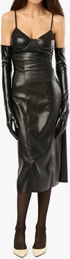 WeWoreWhat Vegan Leather Fitted Corset Dress