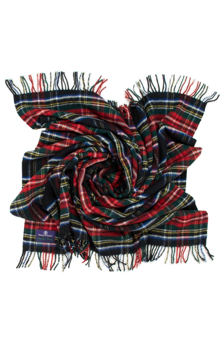 Prince of Scots Highland Tweeds Pure New Wool Fluffy Throw, Alternate, color, Black Stewart