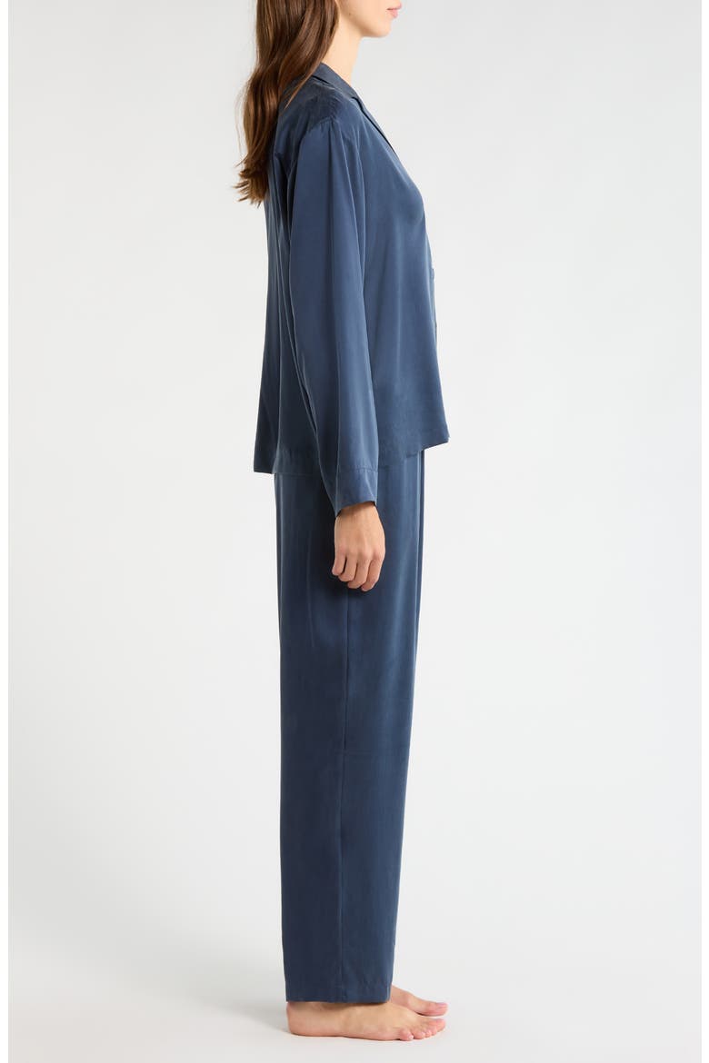 Print Washable Silk Pajamas, Alternate, color, DEEP BLUE