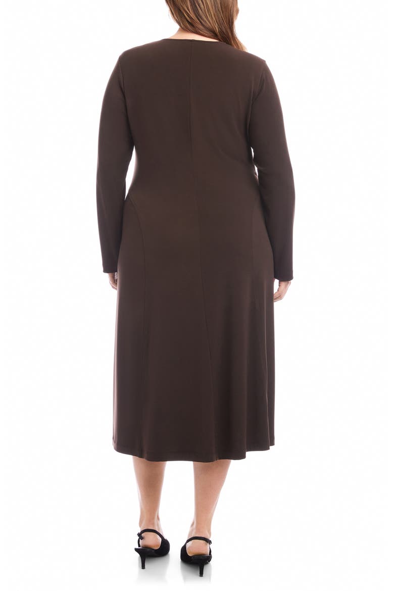 Kate Long Sleeve Travel Jersey Midi Dress, Alternate, color, BROWN