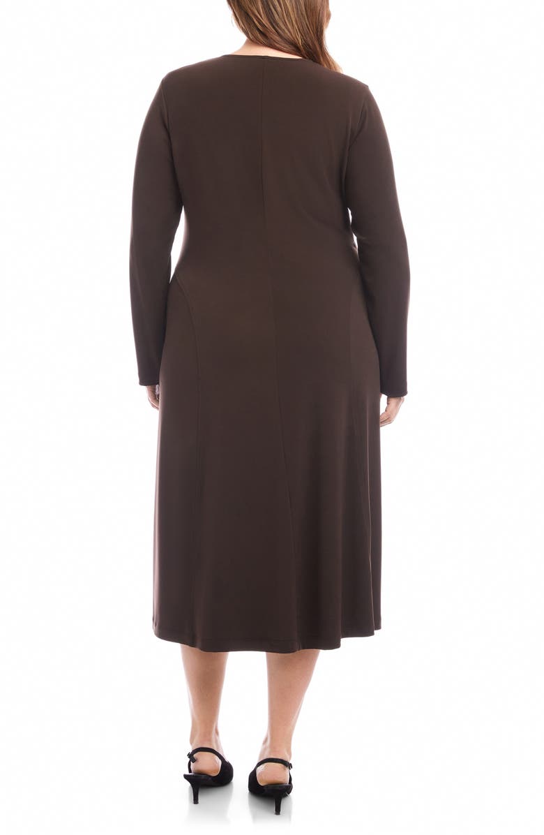 Karen Kane Kate Long Sleeve Jersey Midi Dress, Alternate, color, Brown