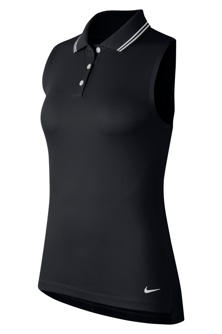 Victory Dri-FIT Sleeveless Polo, Alternate, color, BLACK/ WHITE/ WHITE