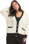 June & Vie Contrast V Neck Cardigan