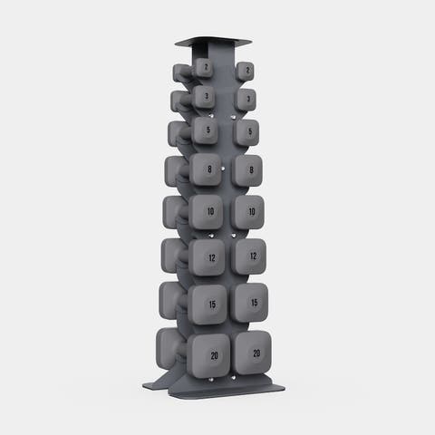 SafeGrip Dumbbells Full Set with Dark Rack