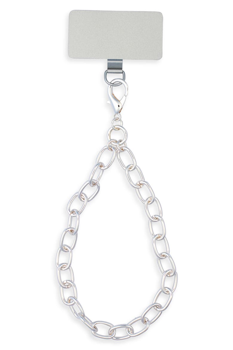 Oval Link Phone Strap, Main, color, SILVER