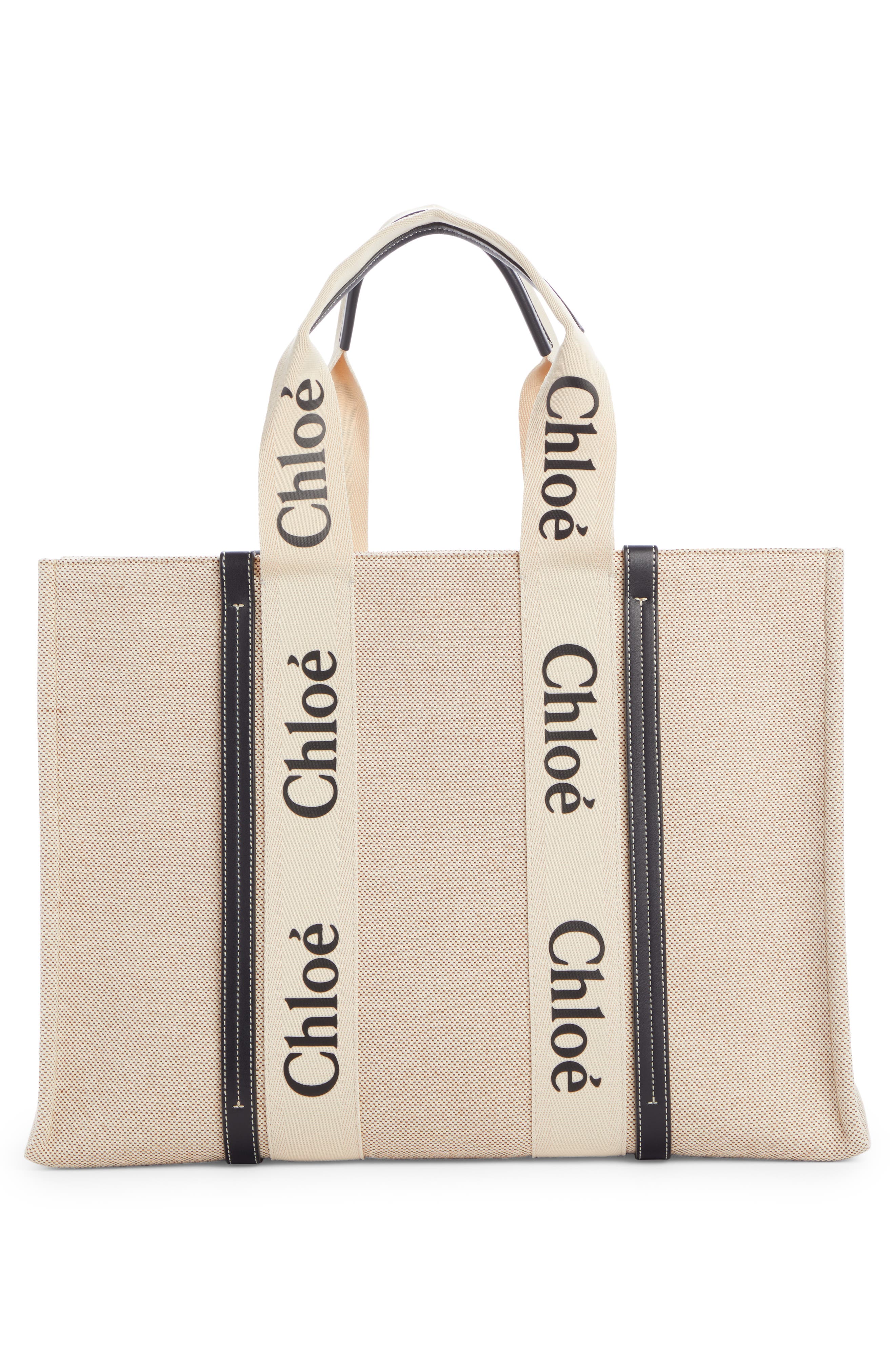Chloé Large Woody Logo Strap Canvas Tote, Alternate, color, 