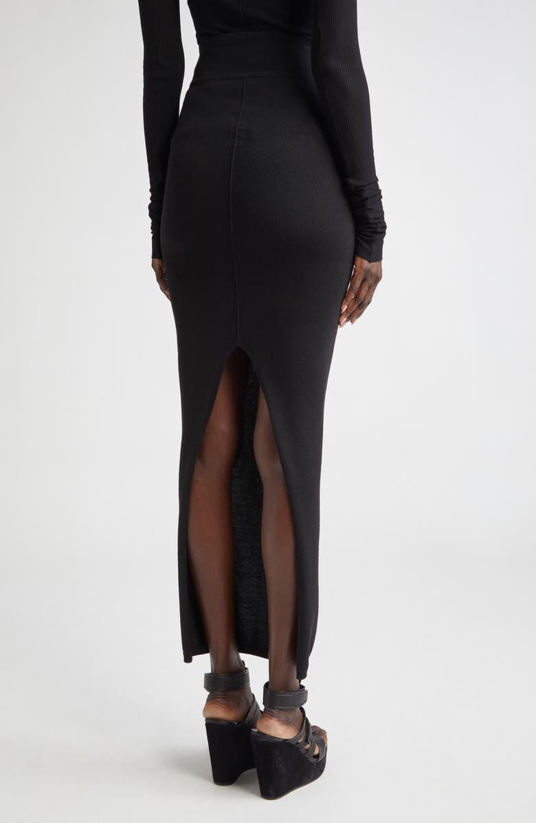 Rick Owens Gonna in Maglia Pillar Wool Rib Skirt, Alternate, color, Black