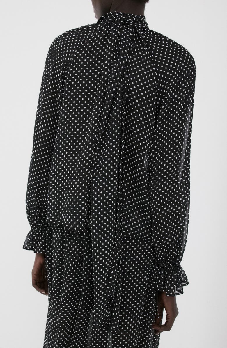 MANGO Dot Tie Neck Top, Alternate, color, 