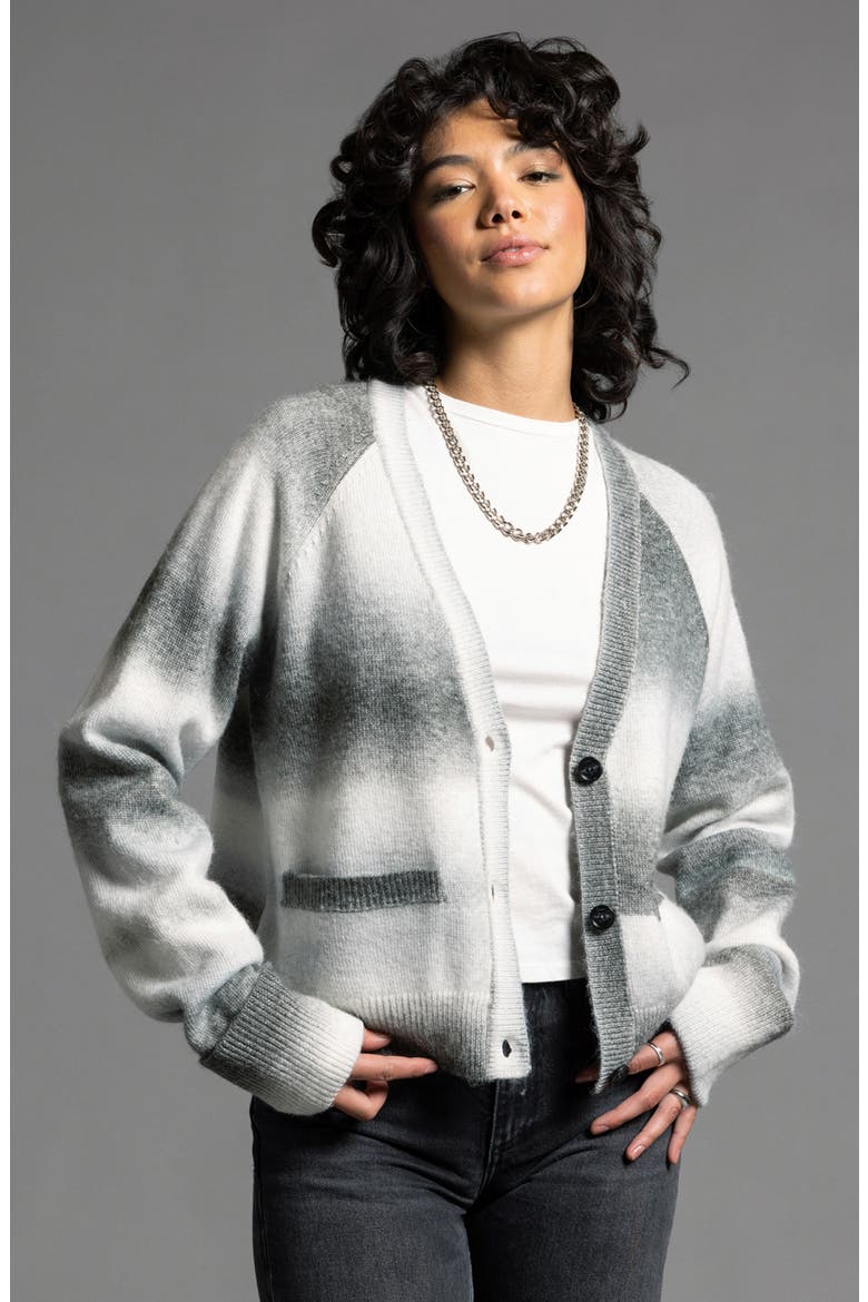 Brina Ombré Stripe Cardigan, Alternate, color, FOREST STRIPE