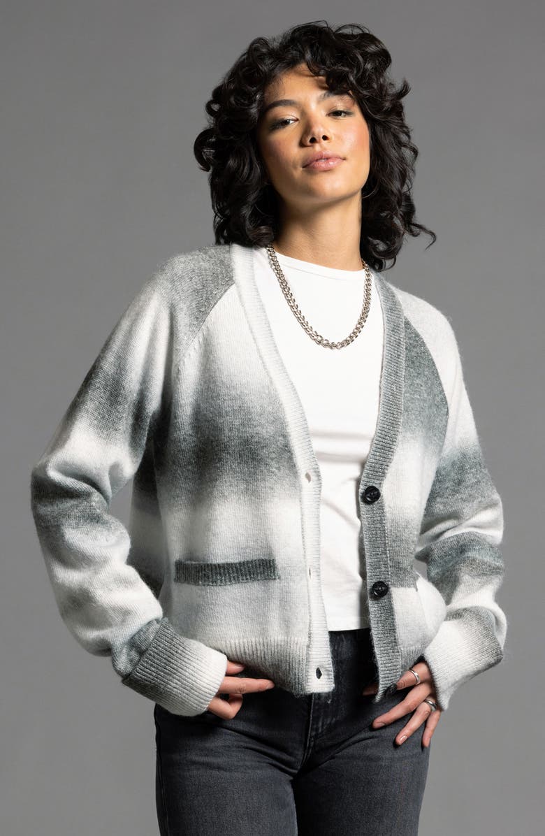 WEEKEND LOS ANGELES Brina Ombré Stripe Cardigan, Alternate, color, Forest Stripe