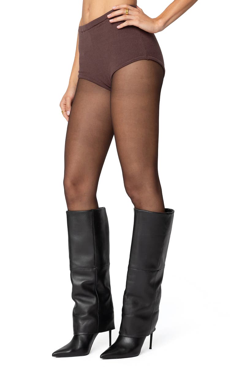 EDIKTED Ashlin Knit Micro Shorts, Alternate, color, Brown