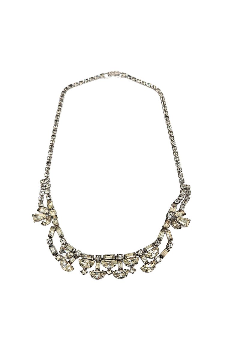 Vintage 1950s Rhinestone Necklace, Alternate, color, Silver