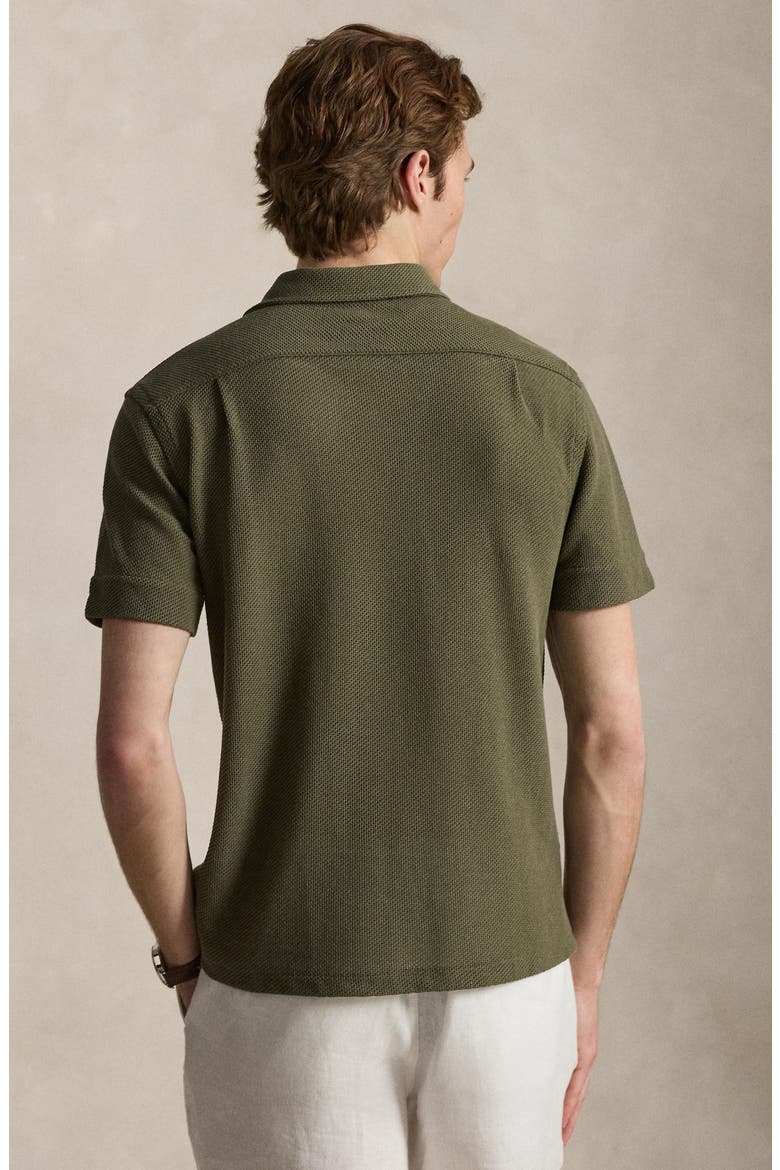Textured Pointelle Camp Shirt, Alternate, color, CRUISE OLIVE