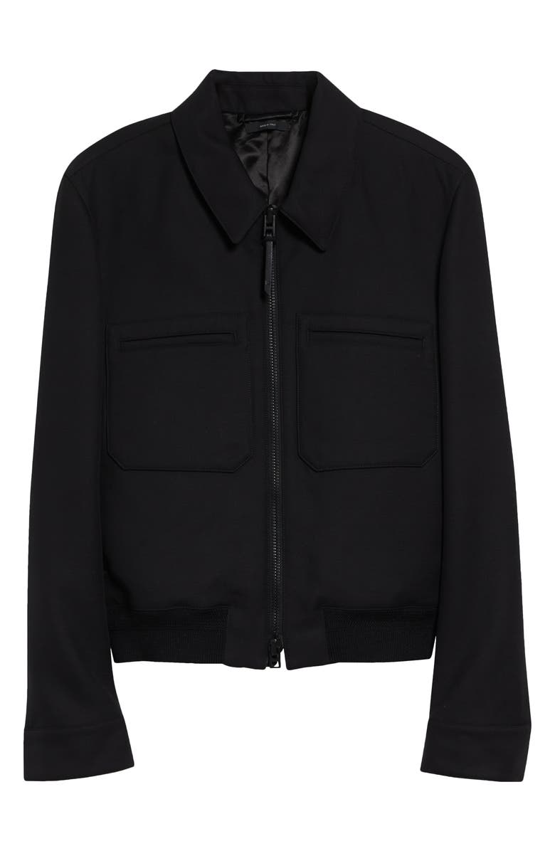 TOM FORD Lacquered Wool & Silk Tricotine Battle Jacket, Main, color, Black