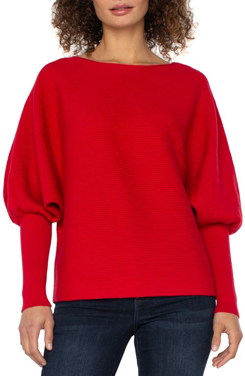 Liverpool Los Angeles Bishop Sleeve Boat Neck Sweater In Red