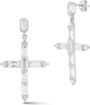 SPHERA MILANO Sterling Silver & CZ Cross Dangle Earrings