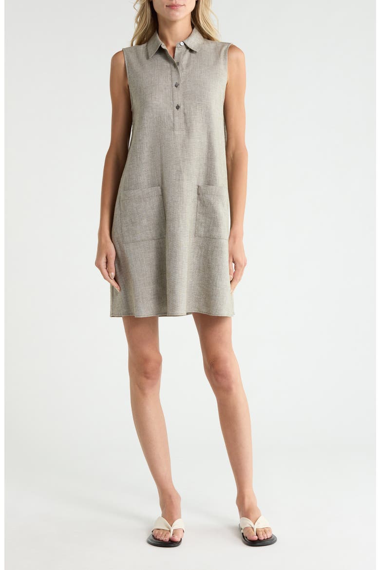 Linen Blend Shirtdress, Main, color, KALAMATA