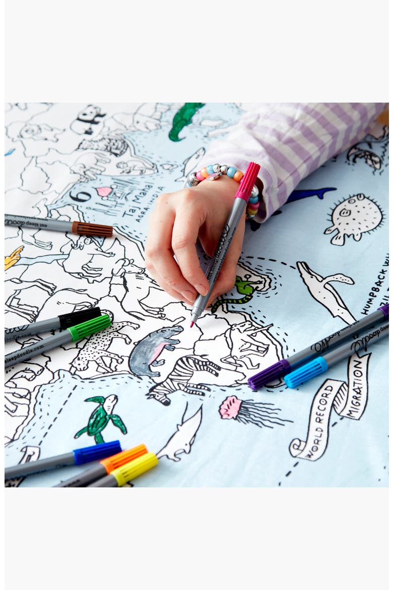 World Map Tablecloth, Alternate, color, ;Light Blue