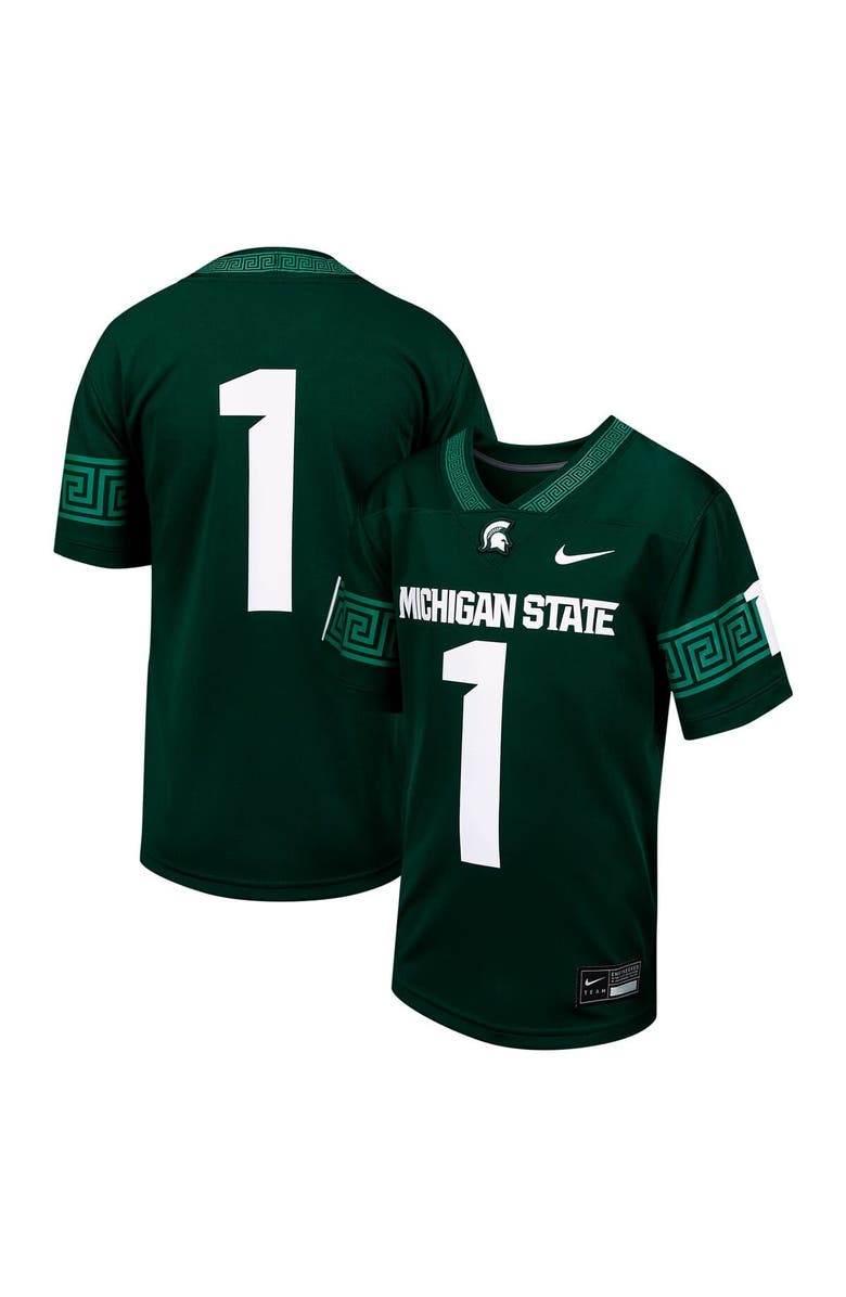 Nike Youth Nike #1 Green Michigan State Spartans Untouchable Replica Game Jersey, Main, color, 