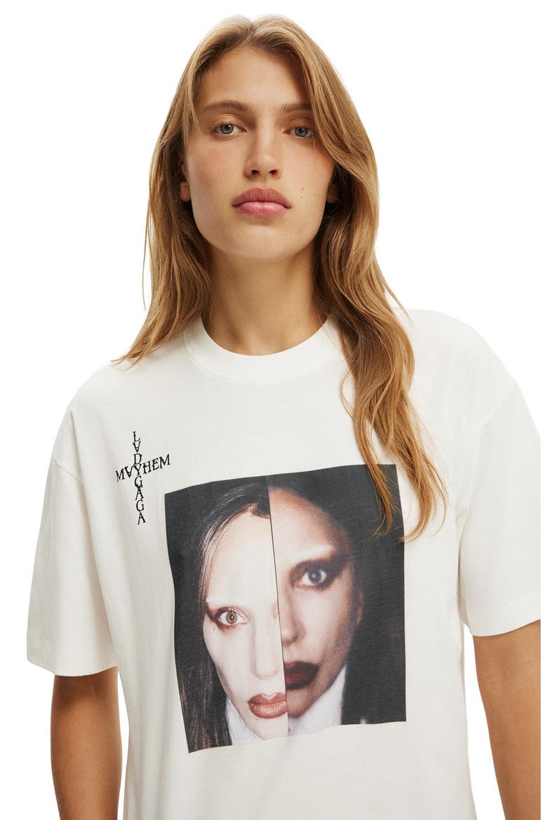 Women's The Lcn Music Boxy Graphic Tee, Alternate, color, Lady Gaga Mayhem  Vintage