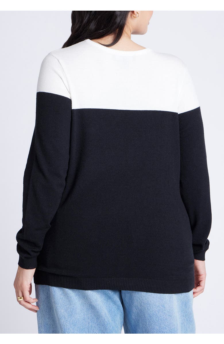 ELOQUII Sweetheart Colorblock Sweater, Alternate, color, White And Black