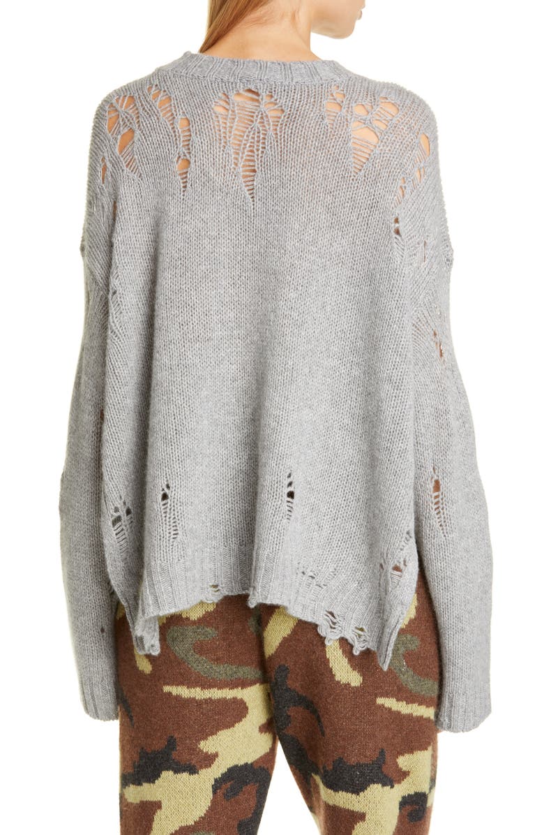 R13 Shredded Side Slit Wool Sweater, Alternate, color,