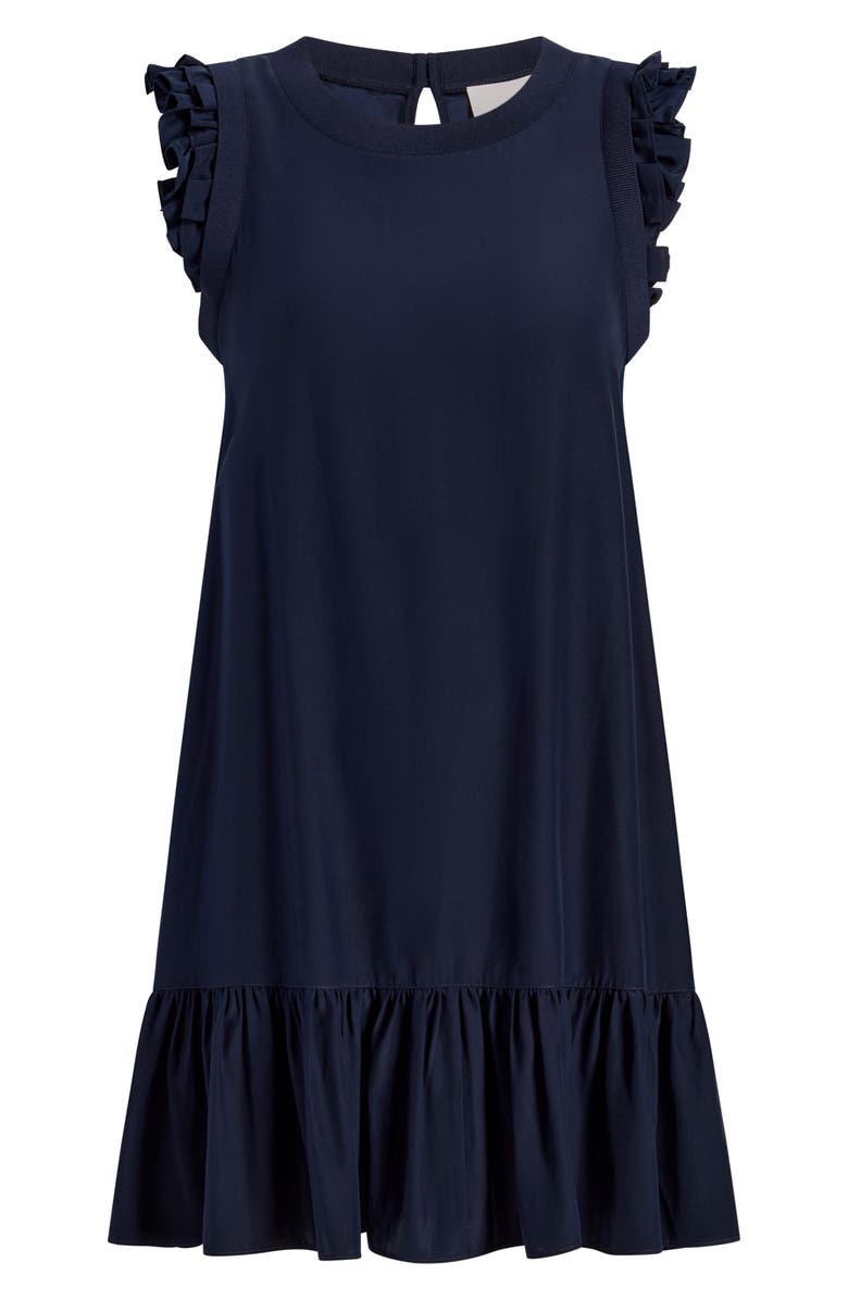 Cinq à Sept Nila Ruffle Hem Silk Dress, Alternate, color, Navy